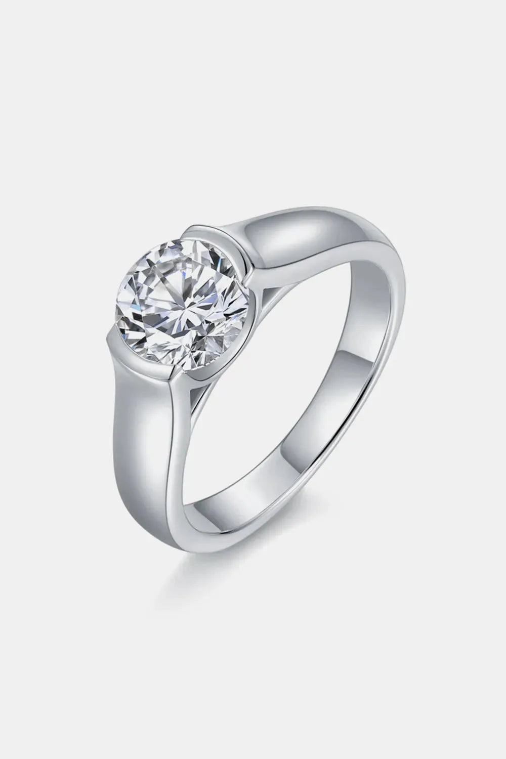 1.5 Carat Moissanite 925 Sterling Silver Ring Silver 1 Carat - Tophatter Daily Deals